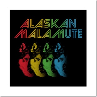 Cool Retro Groovy Alaskan Malamute Dog Posters and Art